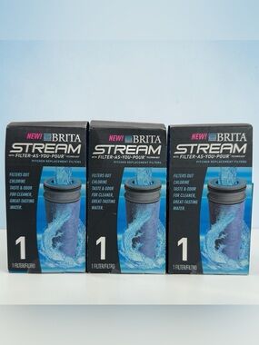 Brita Stream Water Filter Replacement 3 Pack BPA Free 40 Gallon Pitcher